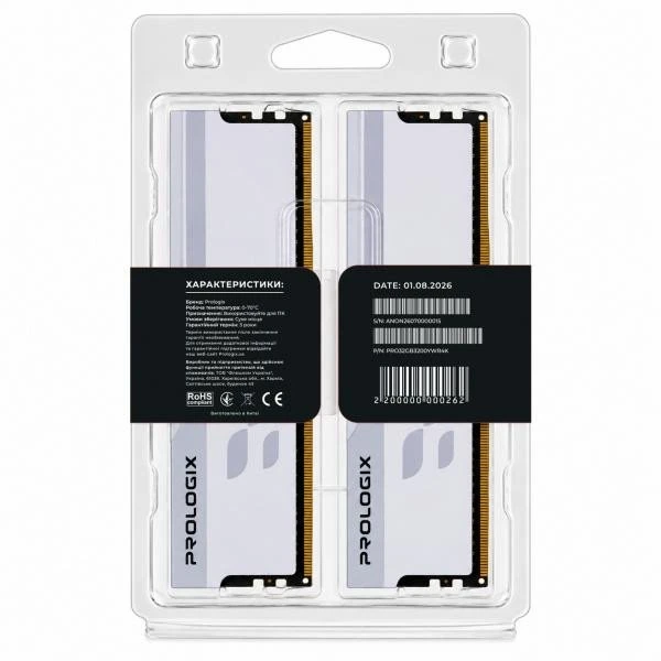 Prologix 32 GB (2x16GB) DDR4 3200 MHz Onyx White RGB (PRO32GB3200YWR4K) (UA)