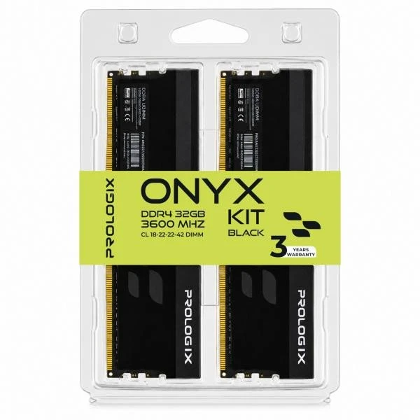 Prologix 32 GB (2x16GB) DDR4 3600 MHz Onyx Black (PRO32GB3600YB4K) (UA)