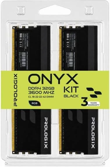 Prologix 32 GB (2x16GB) DDR4 3600 MHz Onyx Black RGB (PRO32GB3600YBR4K) (UA)