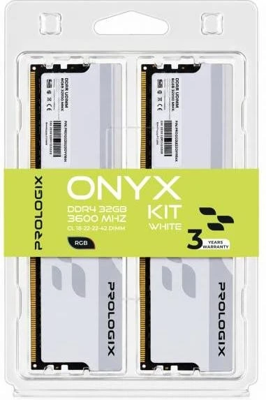 Prologix 32 GB (2x16GB) DDR4 3600 MHz Onyx White RGB (PRO32GB3600YWR4K) (UA)