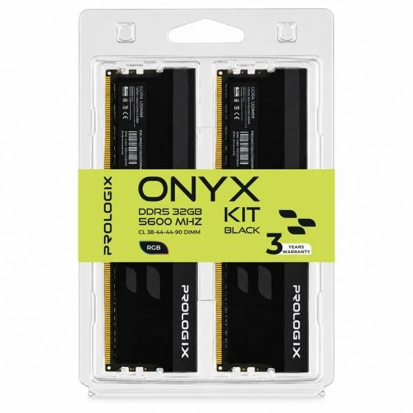 Prologix 32 GB (2x16GB) DDR5 5600 MHz Onyx Black RGB (PRO32GB5600YBR5K) (UA)