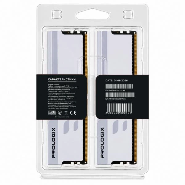Prologix 32 GB (2x16GB) DDR5 5600 MHz Onyx White (PRO32GB5600YW5K) (UA)
