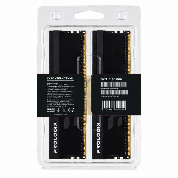 Prologix 32 GB (2x16GB) DDR5 6000 MHz Onyx Black (PRO32GB6000YB5K) (UA)