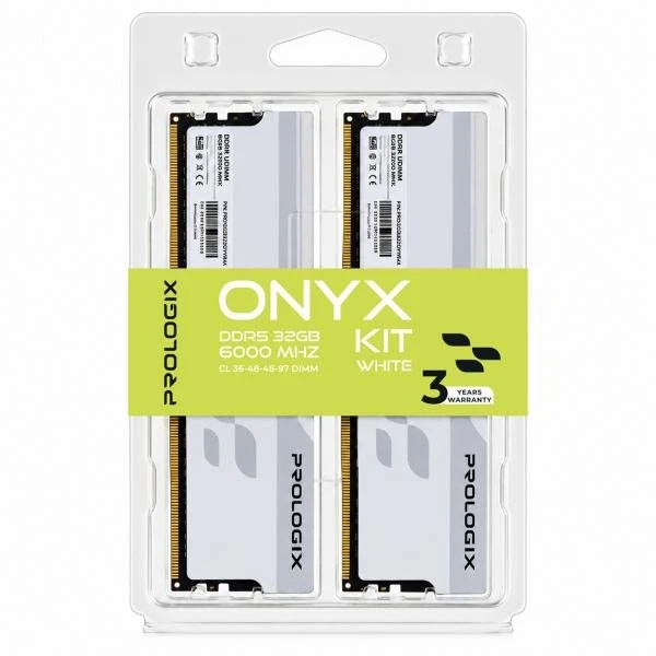 Prologix 32 GB (2x16GB) DDR5 6000 MHz Onyx White (PRO32GB6000YW5K) (UA)