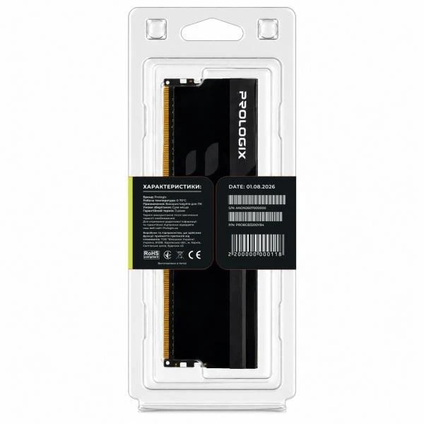 Prologix 8 GB DDR4 3200 MHz Onyx Black (PRO8GB3200YB4) (UA)