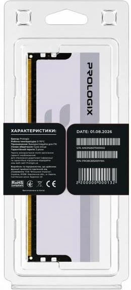 Prologix 8 GB DDR4 3200 MHz Onyx White (PRO8GB3200YW4) (UA)