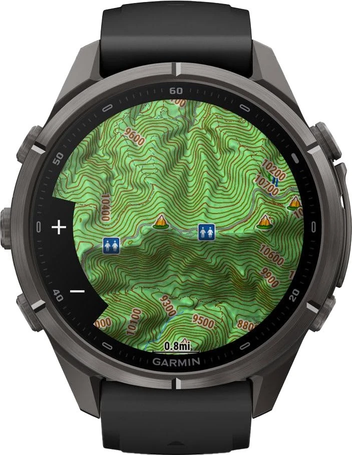 Смарт-годинники Garmin Fenix 9 Pro inReach 43mm Carbon Gray DLC Titanium з чорним/гальковим силиконом B. (010-04335-10/11)
