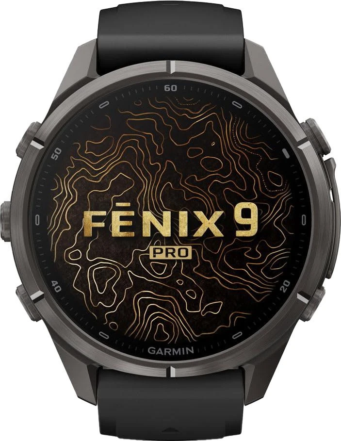 Смарт-годинники Garmin Fenix 9 Pro 43mm Carbon Gray DLC Titanium з чорним/кам'яно-сірим силіконовим ремінцем (010-04335-15/16)