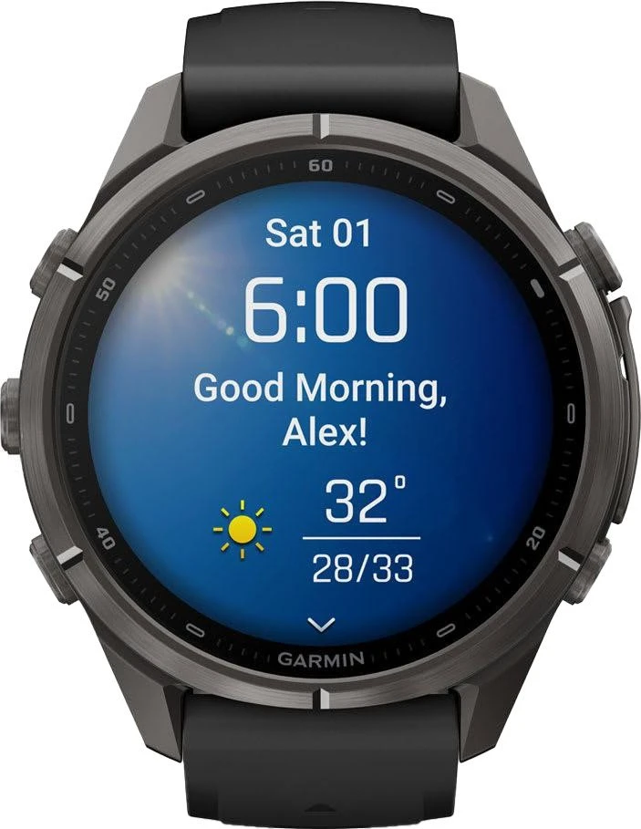 Смарт-годинники Garmin Fenix 9 Pro 43mm Carbon Gray DLC Titanium з чорним/кам'яно-сірим силіконовим ремінцем (010-04335-15/16)