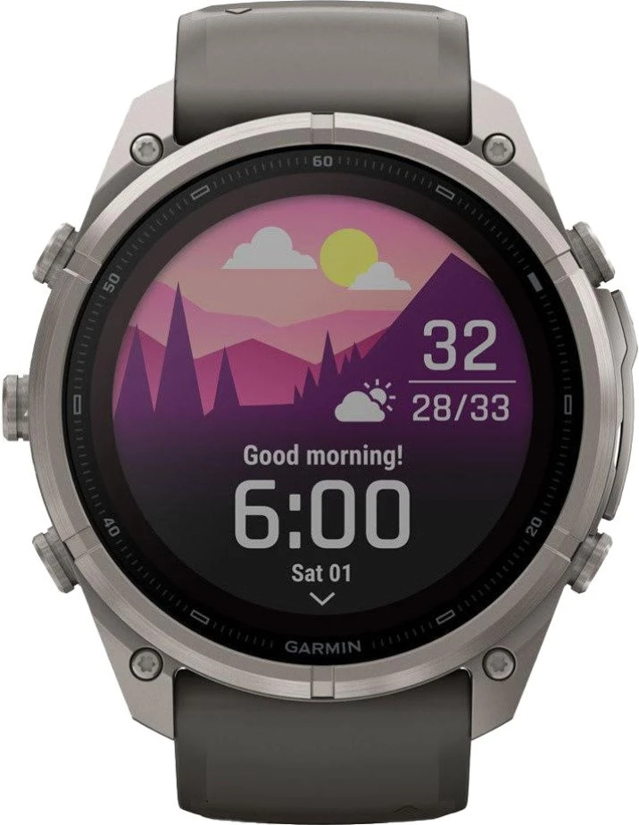 Смарт-годинники Garmin Fenix 9 Pro Solar 51mm Titanium з ремінцем з силікону Pebble Gray/Silver Gray (010-04339-05/06)