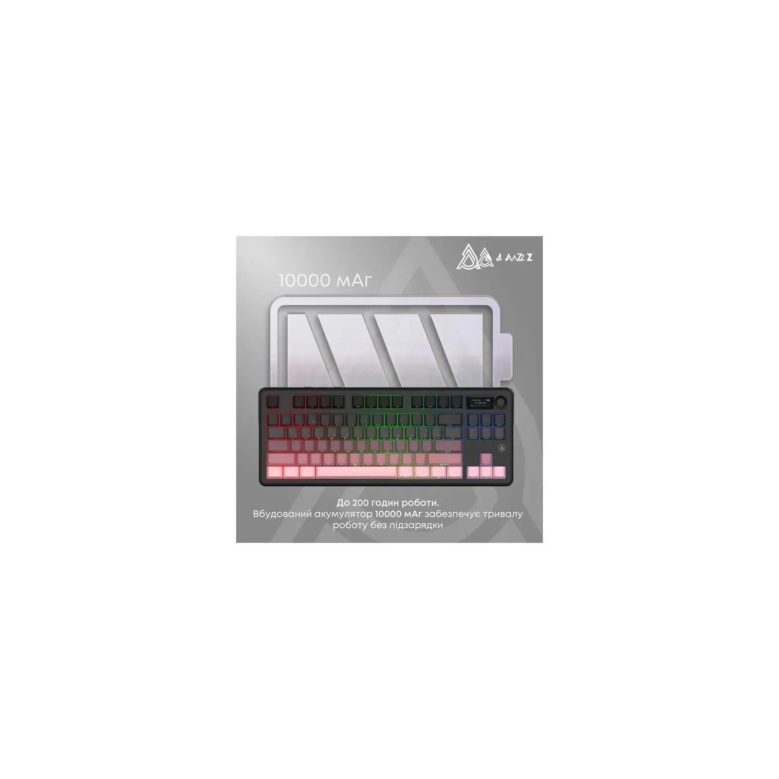 Ajazz MK87 Pitaya RGB Wireless/Bluetooth/USB UA Black/Pink (MK87-P-S-P) (UA) Тип: ігрова , мультимедійна , з