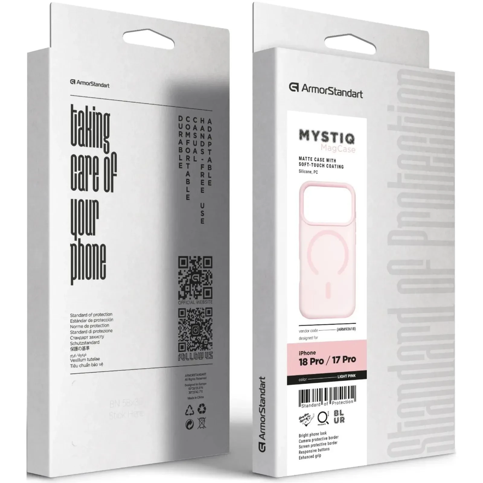 Чохол до мобільного телефона Armorstandart Mystiq MagCase Apple iPhone 18 Pro / 17 Pro Light Pink (ARM93618) (UA) Тип чохла для телефону: