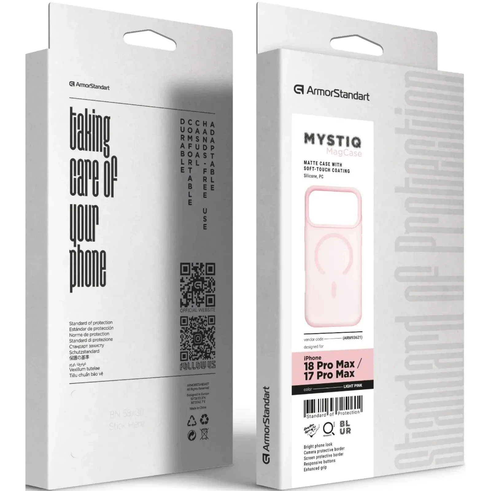 Чохол до мобільного телефона Armorstandart Mystiq MagCase Apple iPhone 18 Pro Max / 17 Pro Max Light Pink (ARM93621) (UA) Тип чохла для телефону: