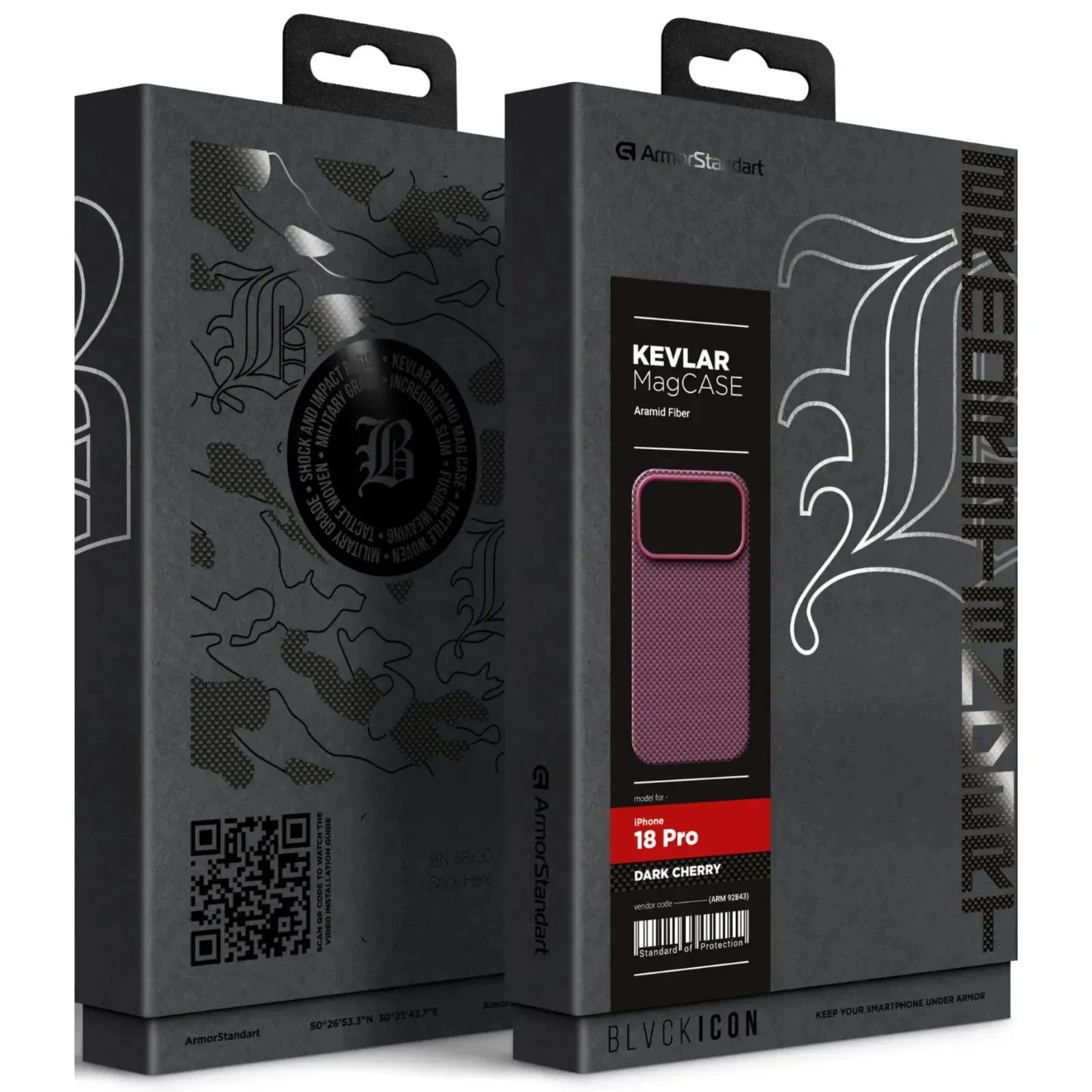 Чохол до мобільного телефона Armorstandart BlackIcon Kevlar MagCase Apple iPhone 18 Pro Dark Cherry (ARM92843) (UA)