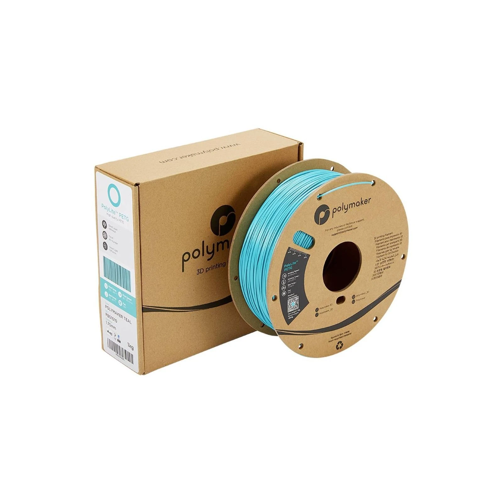 Пластик для 3D-принтера Polymaker PETG POLYLITE 1,75mm 1kg TEAL (PB01010) (UA) Тип пластика: PETG; Диаметр: 1.75 мм;