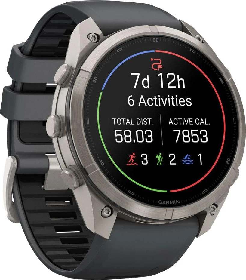 Смарт-годинники Garmin Fenix 9 Pro 51мм Титан з графітовим/чорним силіконовим ремінцем (010-04337-25/26)