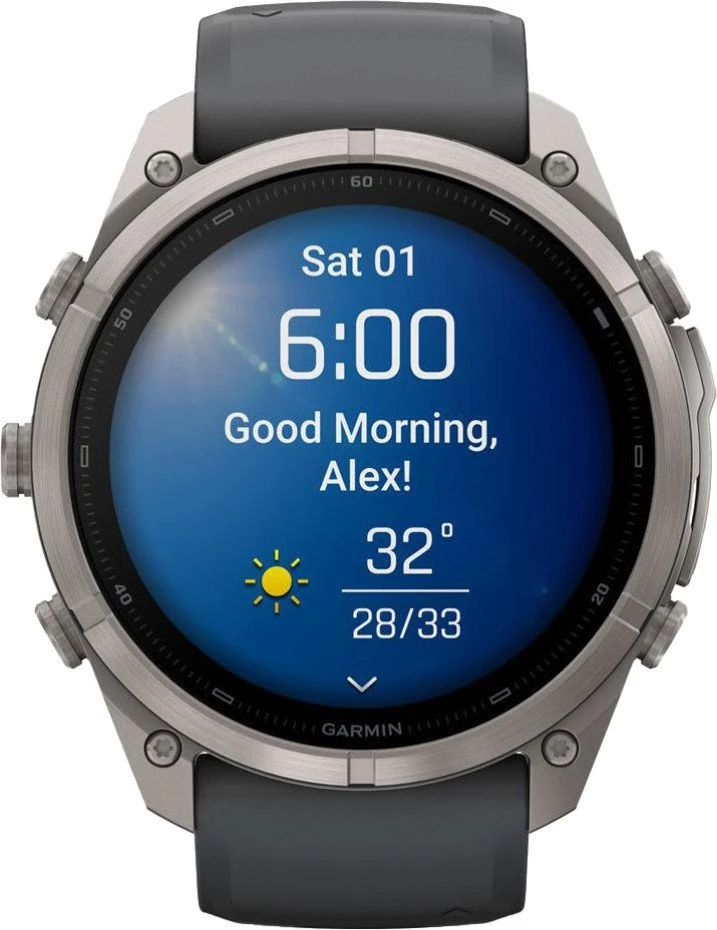 Смарт-годинники Garmin Fenix 9 Pro 51мм Титан з графітовим/чорним силіконовим ремінцем (010-04337-25/26)