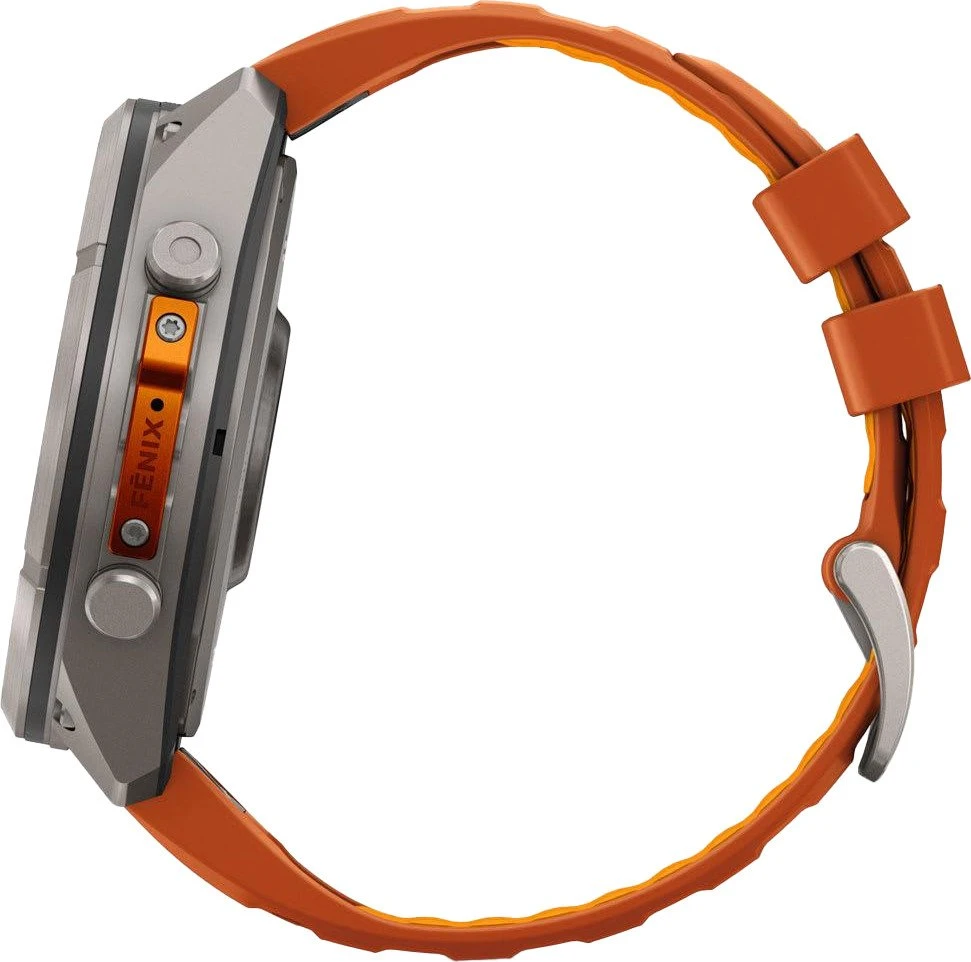 Смарт-часы Garmin Fenix 9 Pro inReach 51mm Titanium with Autumn Orange/Spark Orange Silicone Band (010-04337-00/01)