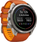 Смарт-часы Garmin Fenix 9 Pro inReach 51mm Titanium with Autumn Orange/Spark Orange Silicone Band (010-04337-00/01)