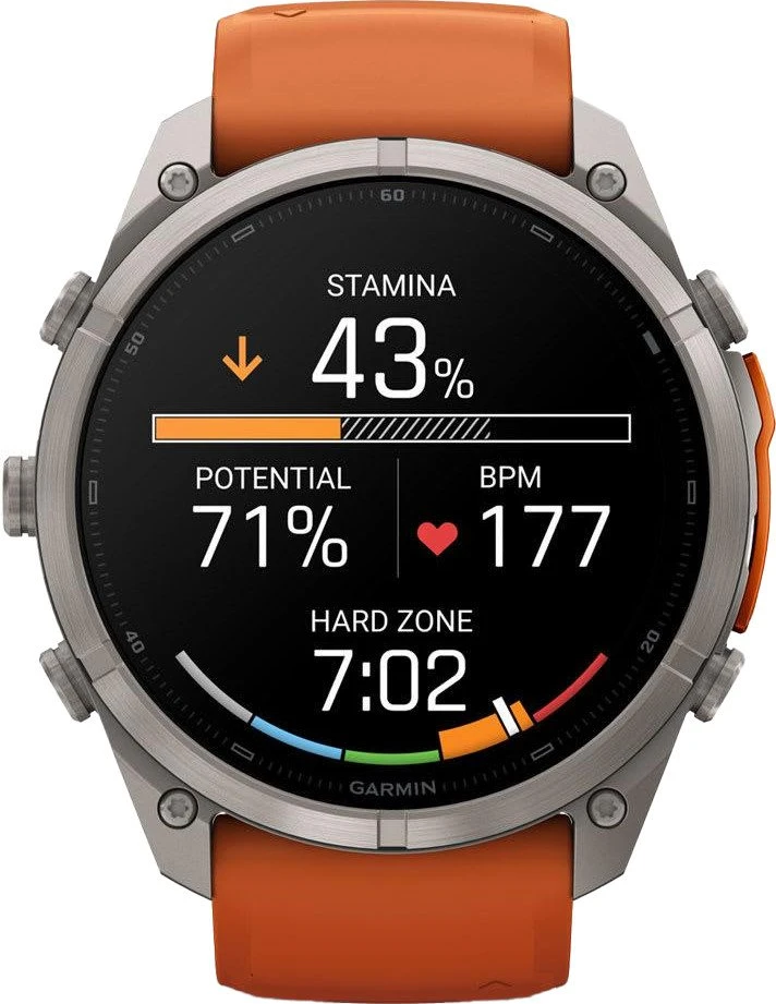Смарт-годинники Garmin Fenix 9 Pro inReach 51 мм Титан з осіннім оранжевим/іскристо-оранжевим силіконовим ремінцем (010-04337-00/01)