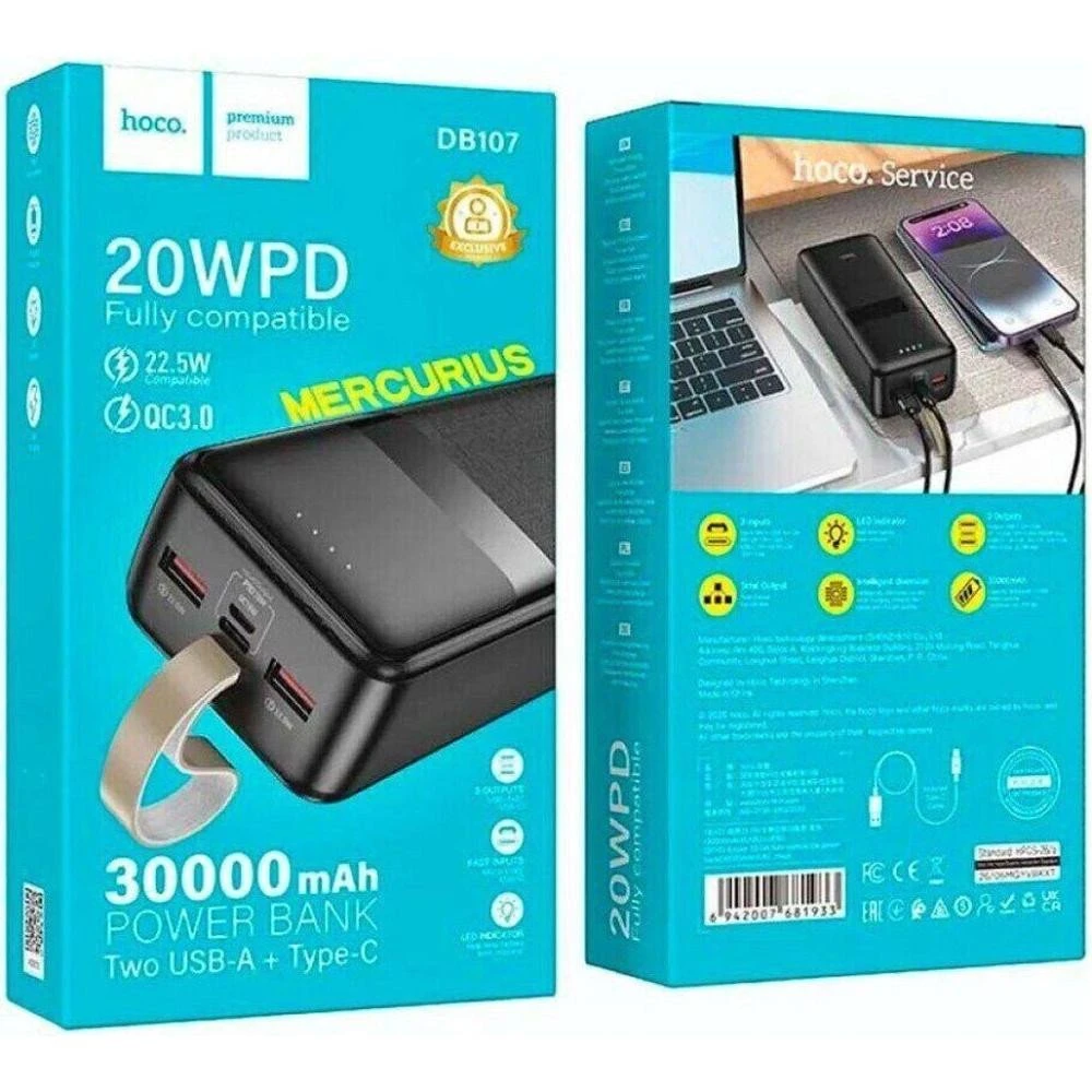 Hoco DB107 Mercurius 30000mAh Black (716188) (UA)