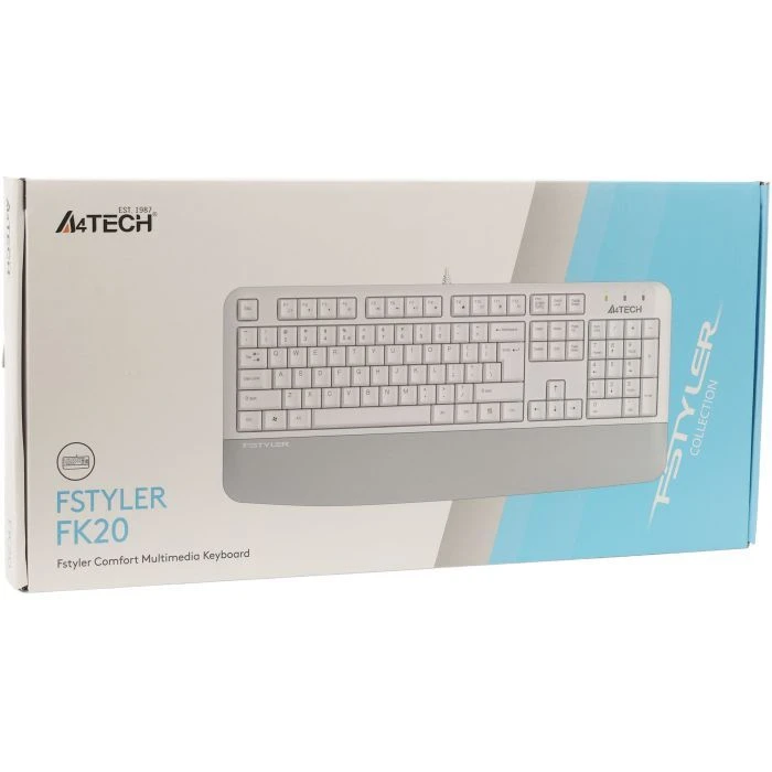 A4Tech FK20 USB UA White (4711421003216) (UA) Тип: мультимедійна; Призначення: