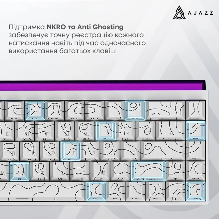 Ajazz NK68 Red Switch USB UA White (NK68-R-S-W) (UA) Тип: з підсвіткою,ігрова;