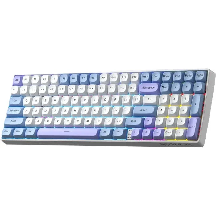 Aula S100pro RGB KRGD Red Switch Wireless/Bluetooth/Type-C UA White/Blue (6948391205762) (UA) Тип: с подсветкой,игровая;