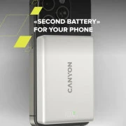 Canyon 10000mAh OnPower 511 PD20W Magnetic wireless MagSafe Grey (CNS-CPB511G) (UA)