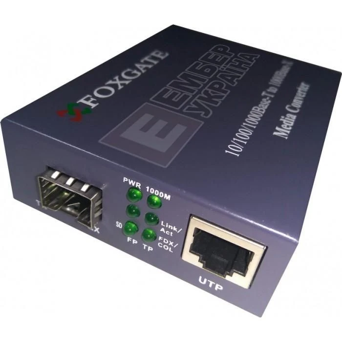 FoxGate 10/100/1000Base-T RJ45 to 1000Base-SX/LX SFP slot (EC-SFP1000-FE/GE) (UA) Скорость передачи данных: 1000 Mbps
