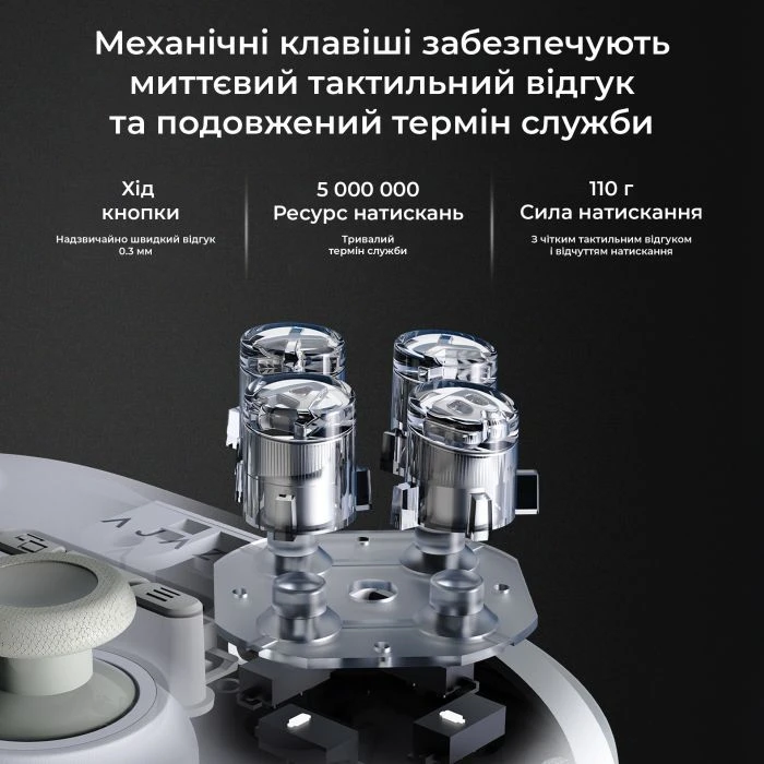 Геймпад Ajazz GP100 2.4G/BT/USB Switch/PC/iOS/Android RGB White (GP100-W) (UA)