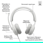 Навушники Logitech Zone Wired 2 USB White (981-001621) (UA)