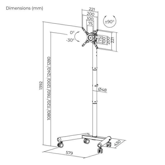 Презентаційна стійка ITech FS62-22TW (UA) Тип: мобільна; Навантаження: до 20