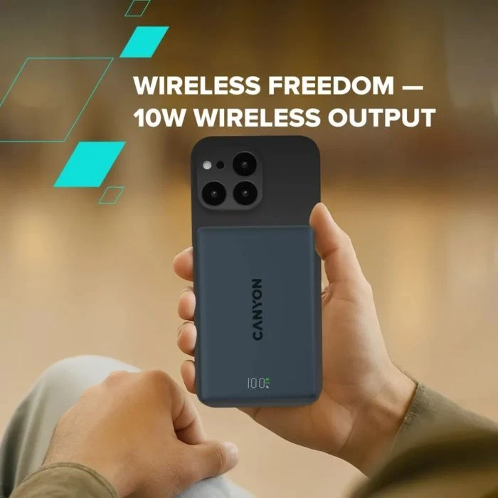 Canyon 10000mAh OnPower 511 PD20W Magnetic wireless MagSafe Black (CNS-CPB511B) (UA) Ємність: 10000 mAh; Призначення: для