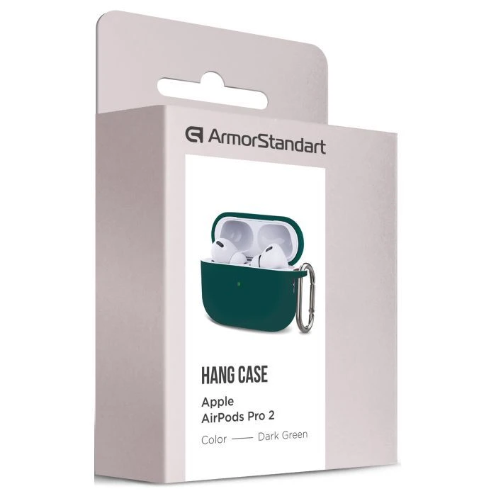 Чохол для навушників Armorstandart Hang Case для Apple AirPods Pro 2 Dark Green (ARM68591) (UA) Колір: зелений;