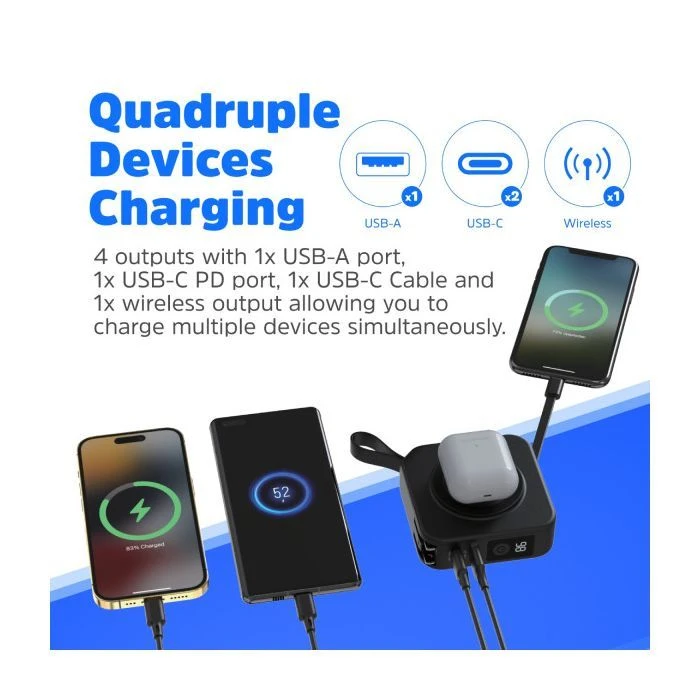 Energizer Magnetic Wireless 10000mAh 20W PD, AC зарядка, QI/15W, вбудований USB-C (QM10001AC) (UA)