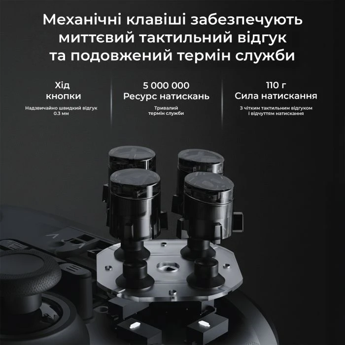 Геймпад Ajazz GP100S 2.4G/BT/USB Switch/PC/iOS/Android RGB Black (GP100S-B) (UA)