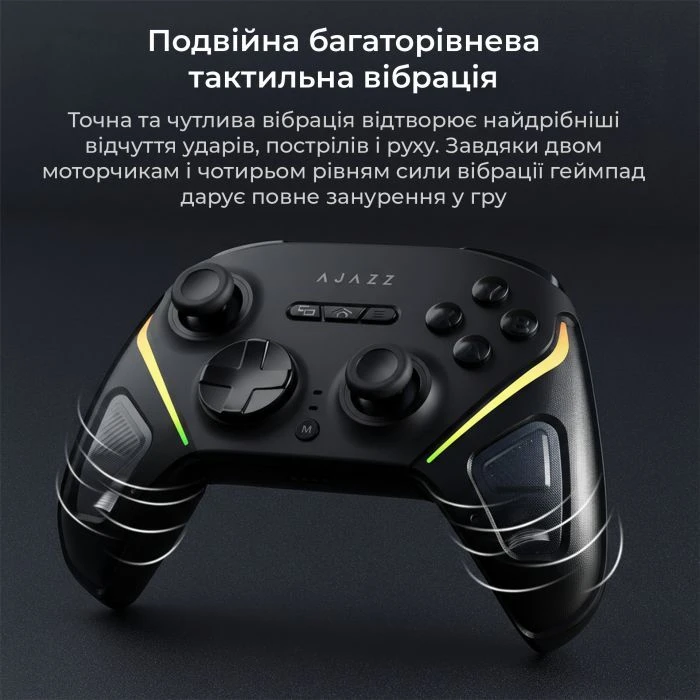 Геймпад Ajazz GP100S 2.4G/BT/USB Switch/PC/iOS/Android RGB Black (GP100S-B) (UA)