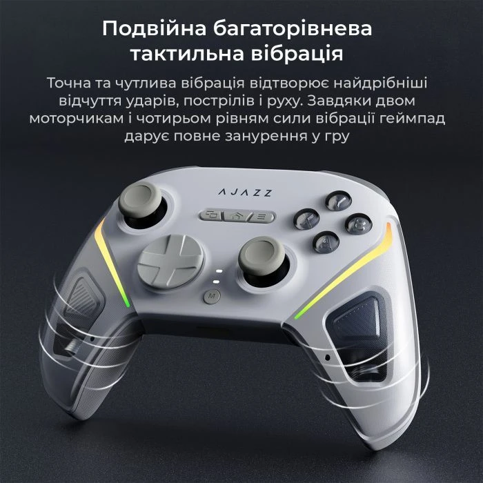 Геймпад Ajazz GP100S 2.4G/BT/USB Switch/PC/iOS/Android RGB White (GP100S-W) (UA)