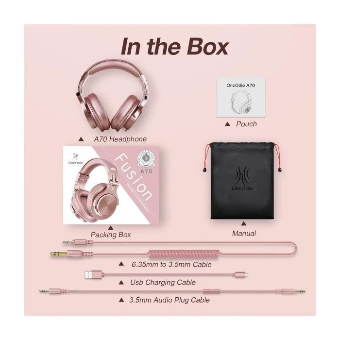 Наушники OneOdio Fusion A70 Bluetooth+3,5мм/6,35мм Rose/Gold (A70 Rose Gold) (UA)
