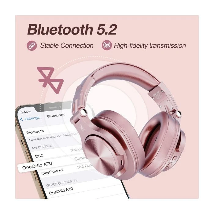 Наушники OneOdio Fusion A70 Bluetooth+3,5мм/6,35мм Rose/Gold (A70 Rose Gold) (UA)