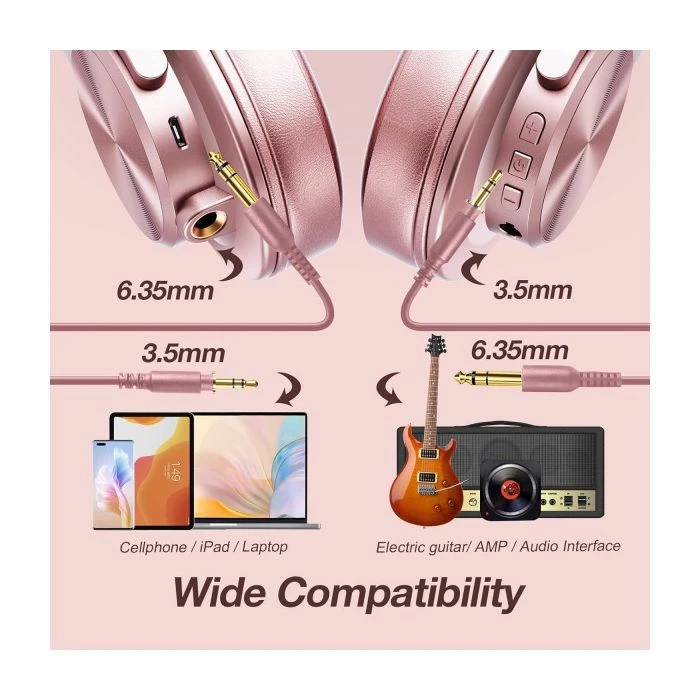 Наушники OneOdio Fusion A70 Bluetooth+3,5мм/6,35мм Rose/Gold (A70 Rose Gold) (UA)