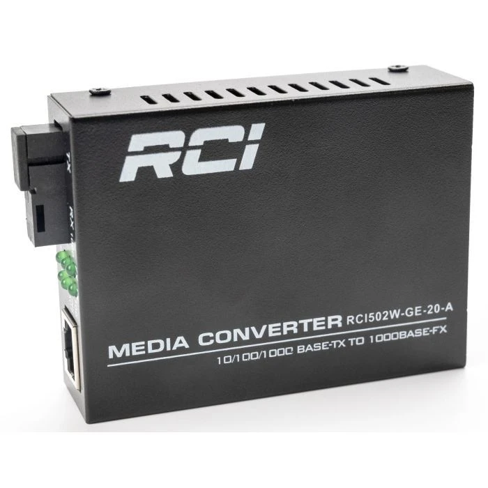 RCI 1G, 20km, SC, RJ45, Tx 1310nm standart size metal case (RCI502W-GE-20-A) (UA) Скорость передачи данных: 1000
