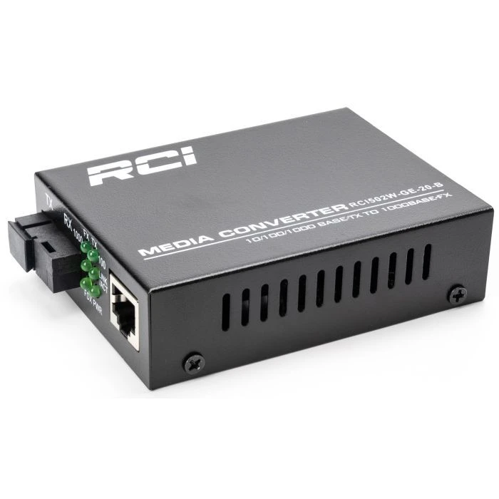 RCI 1G, 20km, SC, RJ45, Tx 1550nm standart size metal case (RCI502W-GE-20-B) (UA) Скорость передачи данных: 10 / 100