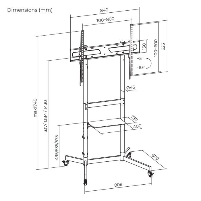 Презентаційна стійка ITech T1044TE (UA) Тип: мобільна; Навантаження: до 70