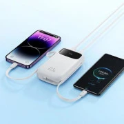 Зовнішній акумулятор Baseus QPow2 20000mAh 22.5W Dual-Cable White (P10055002223-00) (UA)