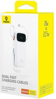 Зовнішній акумулятор Baseus QPow2 20000mAh 22.5W Dual-Cable White (P10055002223-00) (UA) Бренд: Baseus; Заряджаються