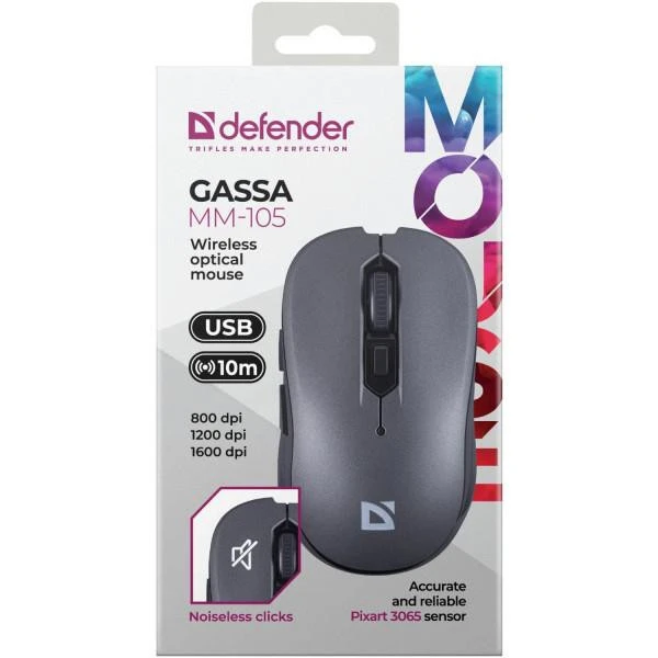 Defender Gassa MM-105 Wireless Grey (52104) (UA) Бренд: Defender; Безпровідне