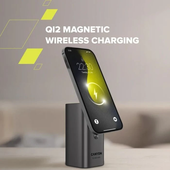 Canyon 15000mAh OnPower 150 Qi2 magnetic Grey (CNS-CPB150DG) (UA) Ёмкость: 15000 mAh; Назначение: для