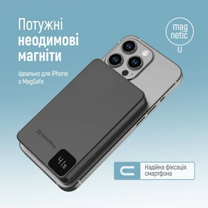 ColorWay 10 000 mAh PD/22.5W, 15W MagSafe Black (CW-PB100LPA1BK-WPDD) (UA)